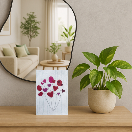 Handgemaakte wenskaart - Hearts & Balloons