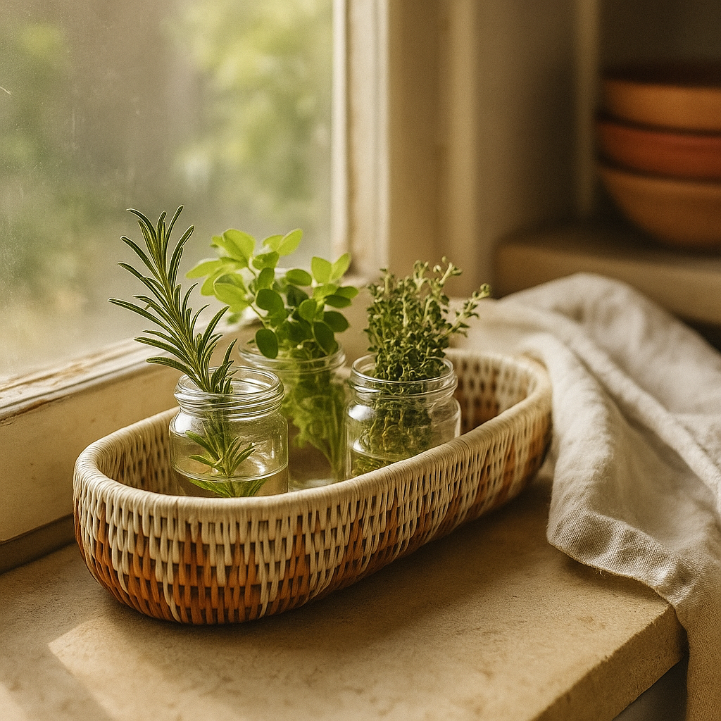 Handgeweven kruidenmandje