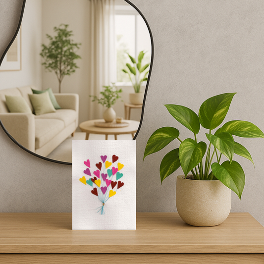 Handgemaakte wenskaart - Heart Balloons