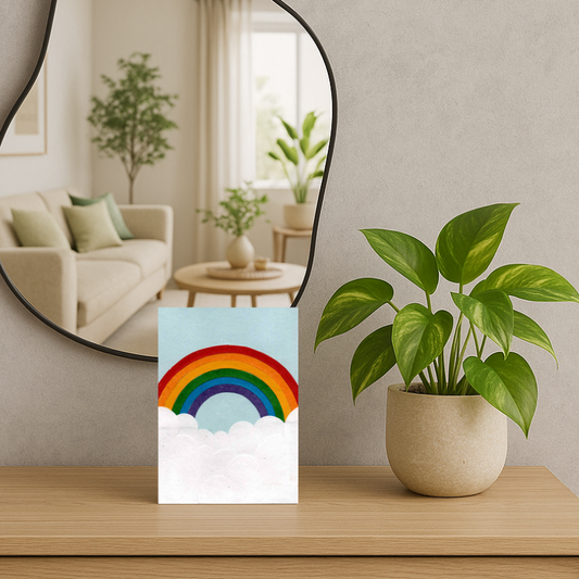 Handgemaakte wenskaart - Rainbow Clouds