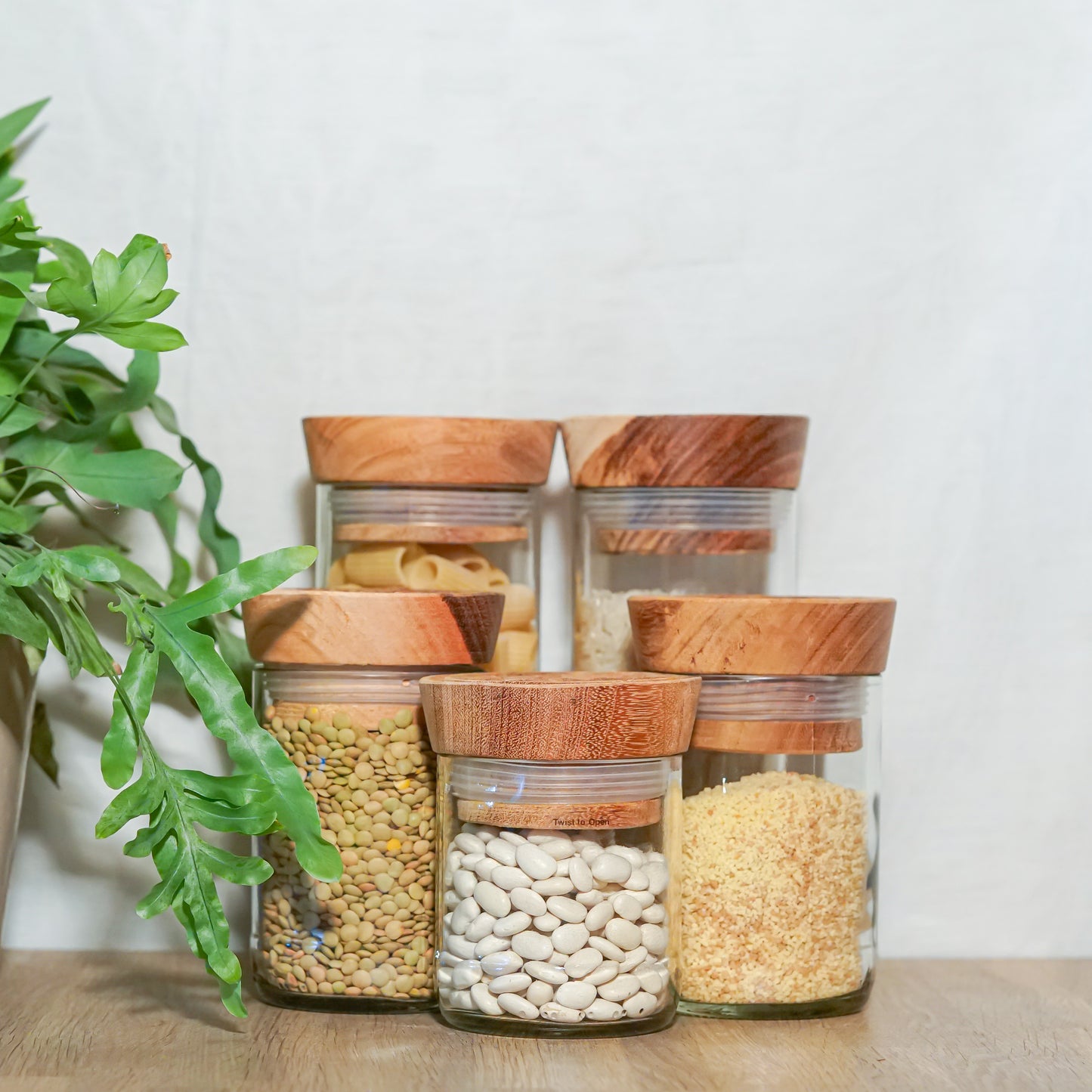 Handgemaakte Hiliki voorraadpotten van gerecycled glas - Cadeaupakket