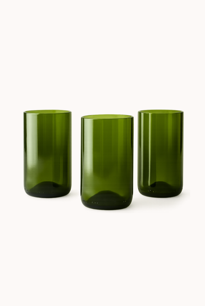 Handgemaakte Dafu tall drinkglazen | set van 3 - Gerecycled glas
