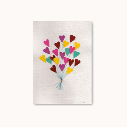 Handgemaakte wenskaart - Heart Balloons