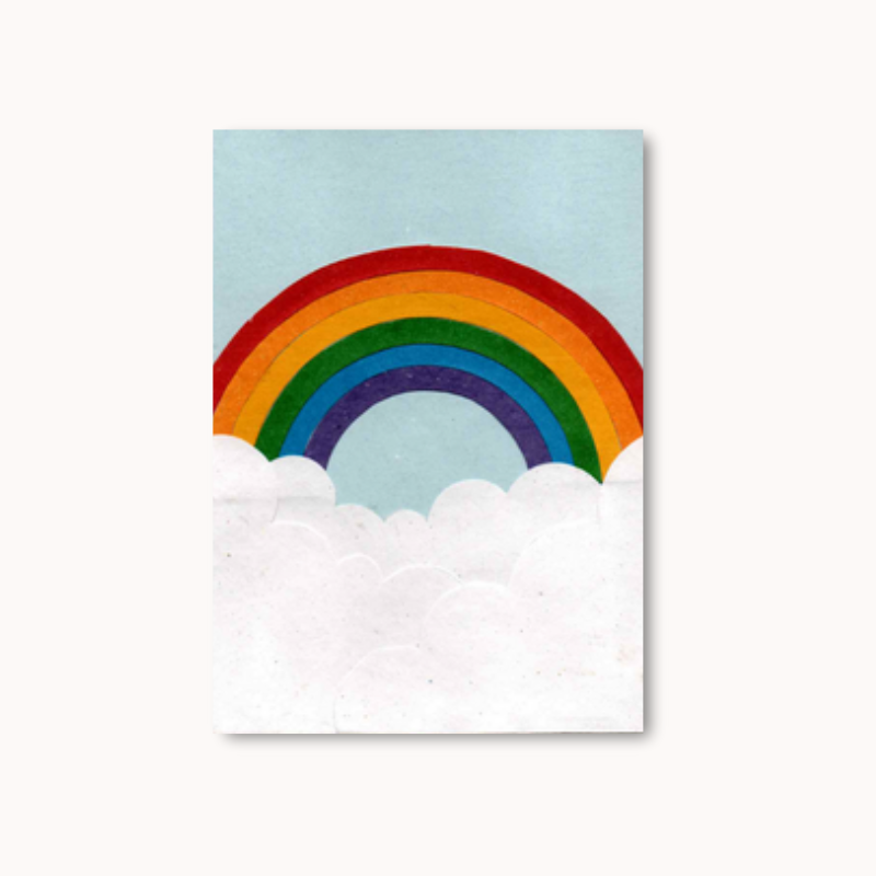 Handgemaakte wenskaart - Rainbow Clouds