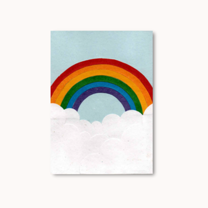 Handgemaakte wenskaart - Rainbow Clouds