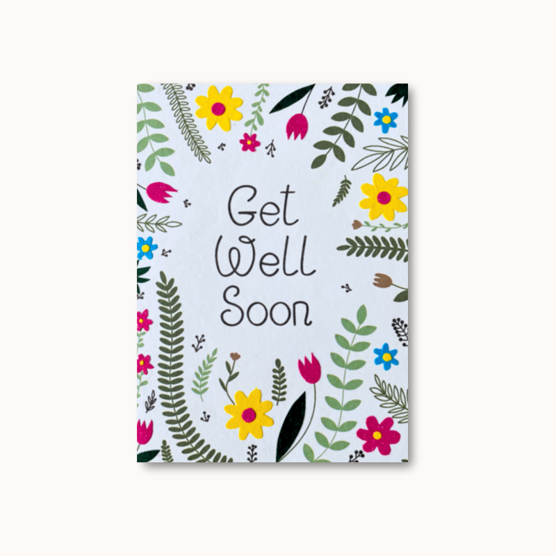Handgemaakte wenskaart - Get Well Soon Flowers