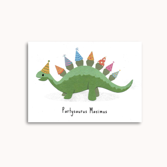 Handgemaakte wenskaart - Partysaurus Maximus