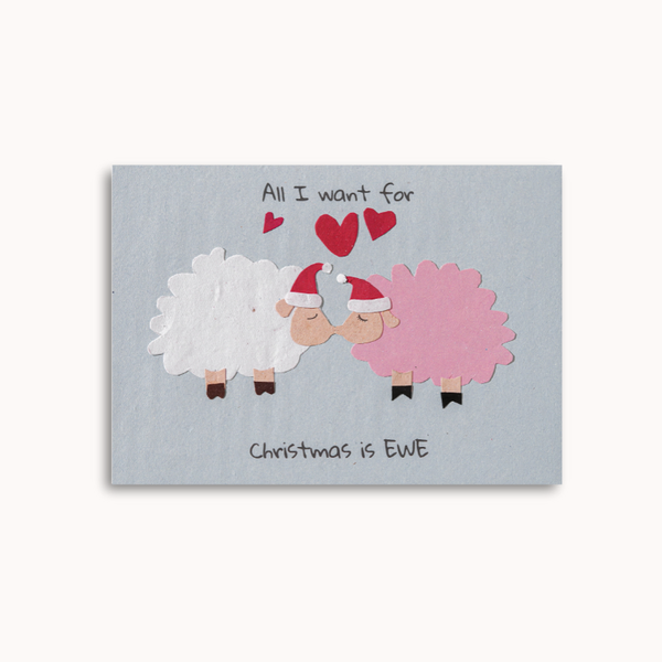 Handmade Christmas card - Christmas Ewes