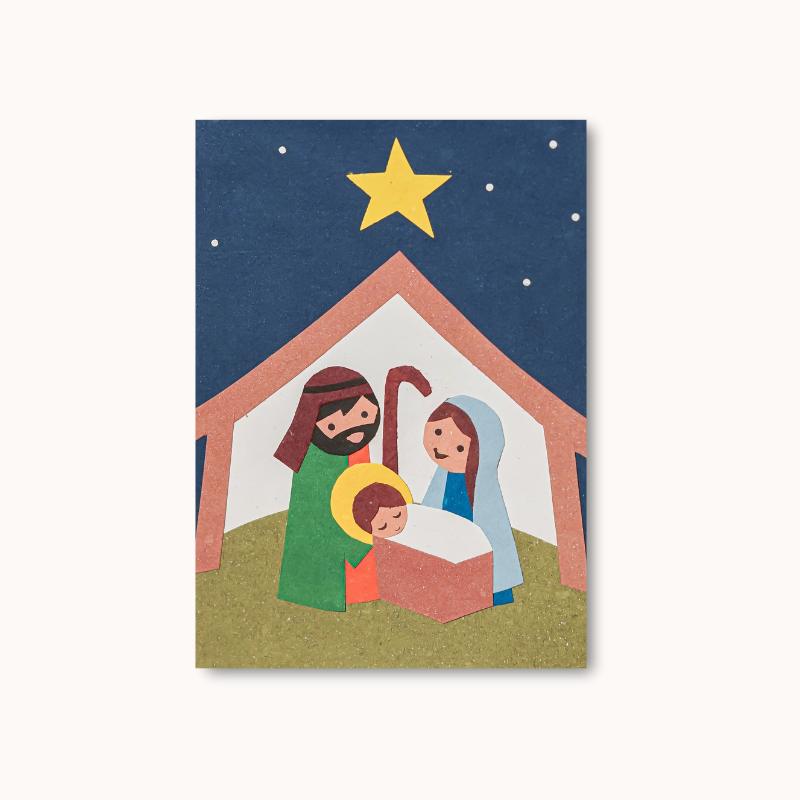 Handgemaakte kerstkaart - Away in a Manger