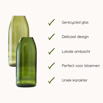 Handgemaakte Asmini vaas - Gerecycled glas