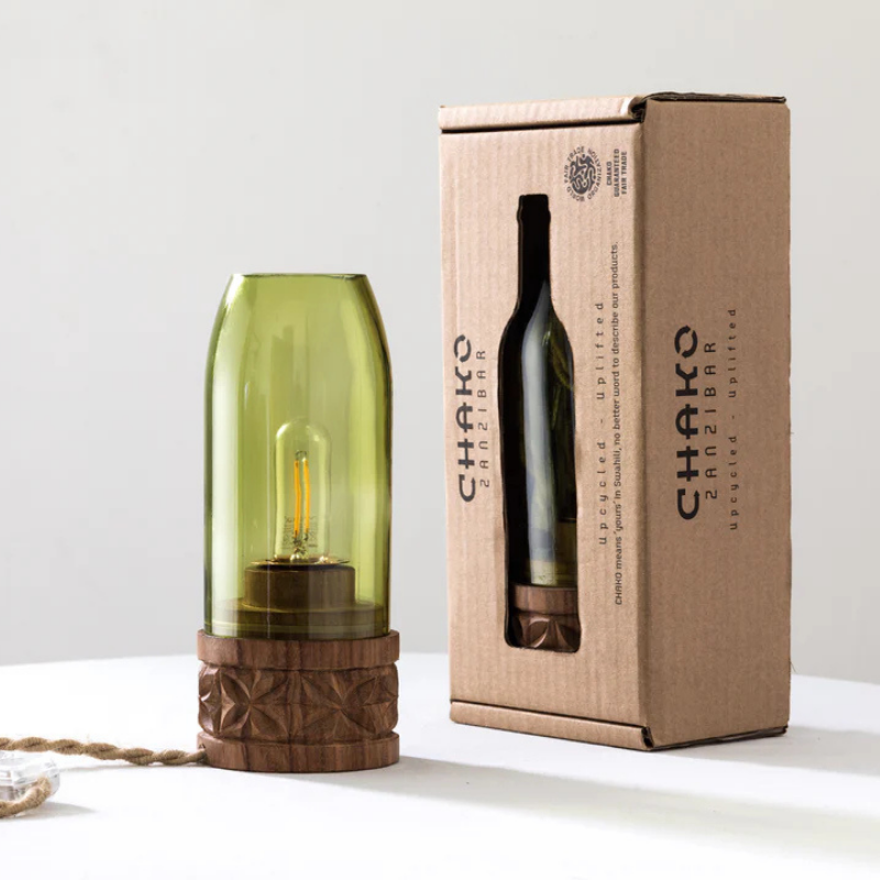 Handgemaakte Forodhani tafellamp - Gerecycled glas