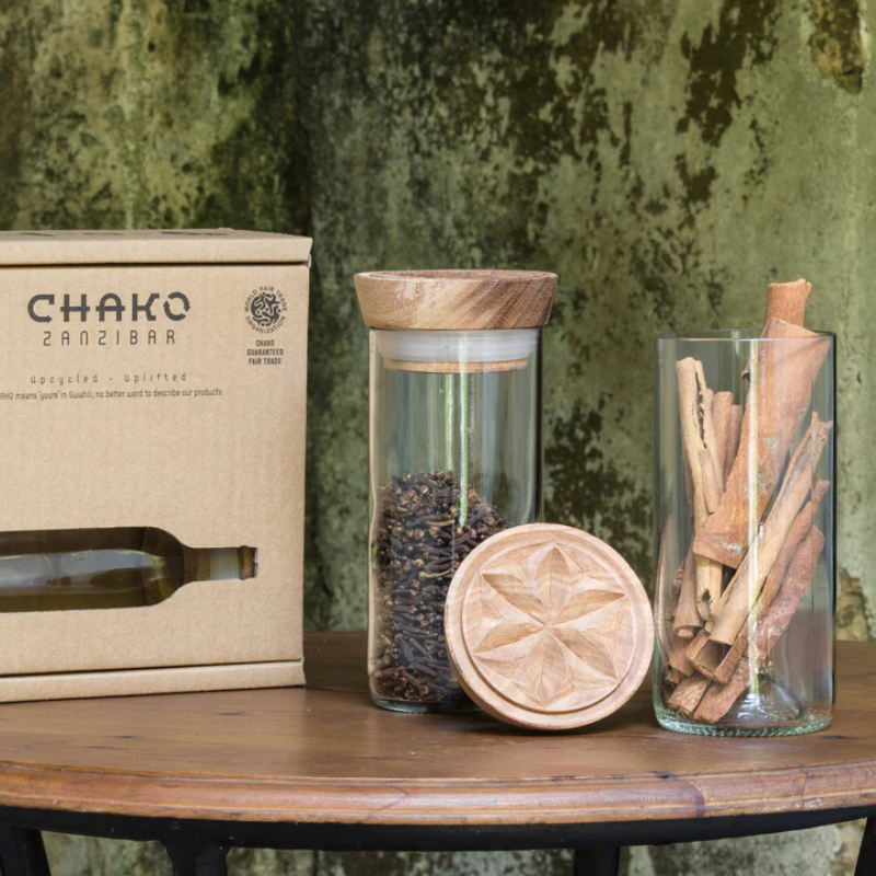 Hiliki Voorraadpot | set van 2 - Gerecycled glas