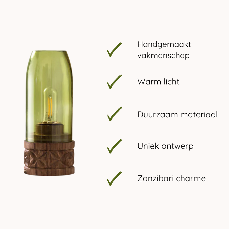 Handgemaakte Forodhani tafellamp - Gerecycled glas