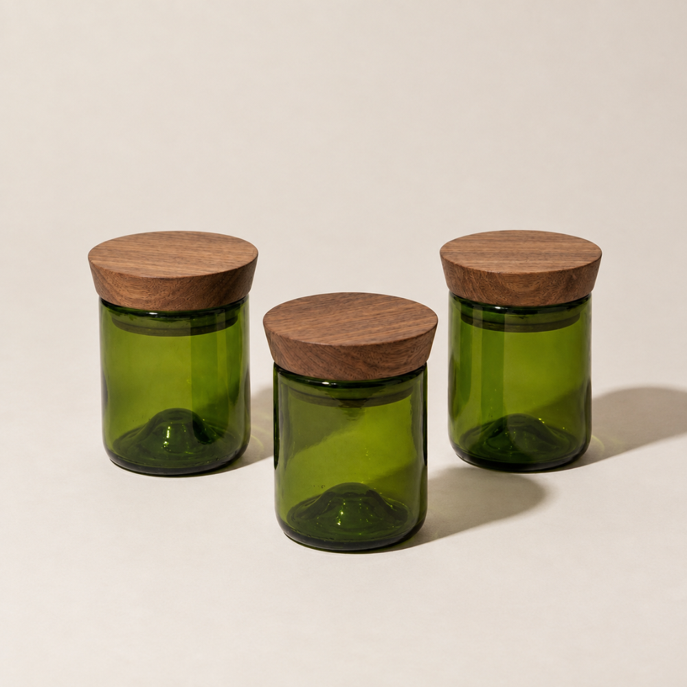 Handgemaakte Mdalasini Voorraadpot | set van 3 - Gerecycled glas