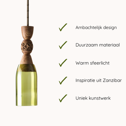 Handgemaakte Jua hanglamp - Gerecycled glas