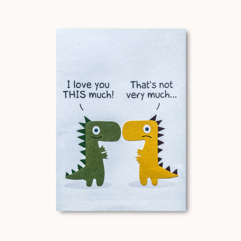 Handgemaakte wenskaart - T-Rex Love