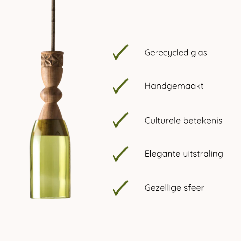 Handgemaakte Mwezi hanglamp - Gerecycled glas