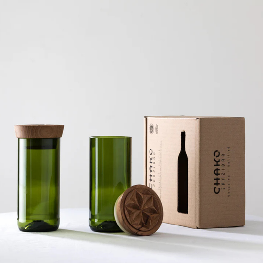 Hiliki Voorraadpot | set van 2 - Gerecycled glas