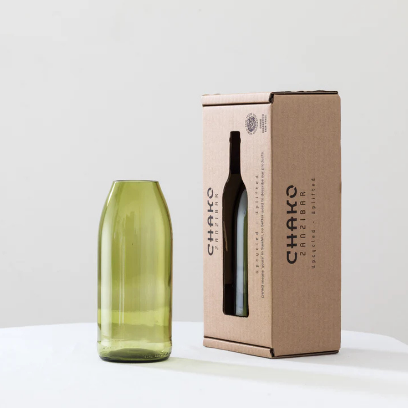 Handgemaakte Asmini vaas - Gerecycled glas