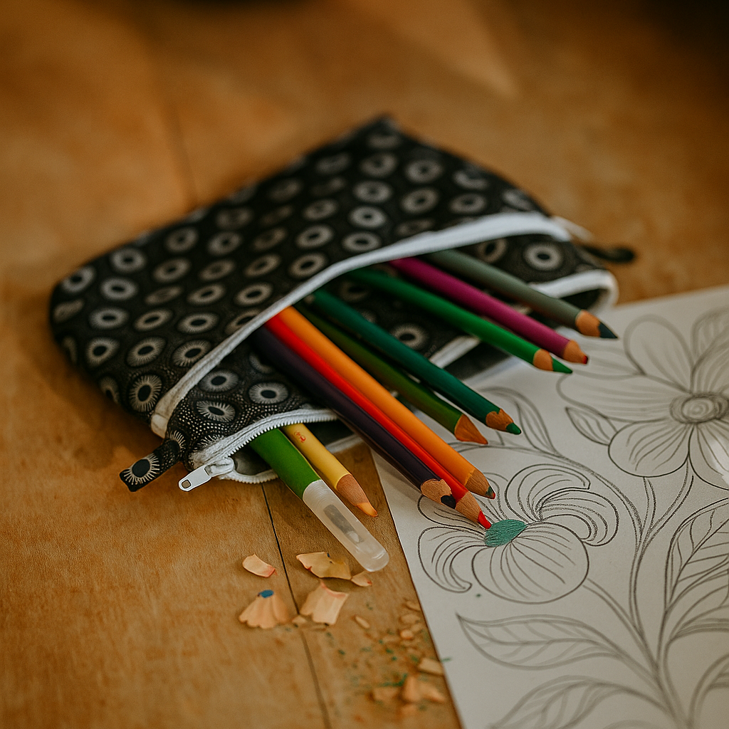 Etui van shweshwe katoen - 2 ritsen