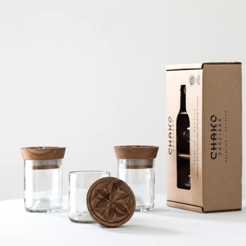 Hiliki Voorraadpot | set van 3 - Gerecycled glas