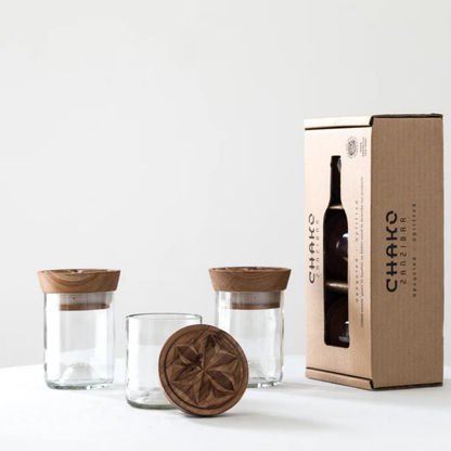 Hiliki Voorraadpot | set van 3 - Gerecycled glas