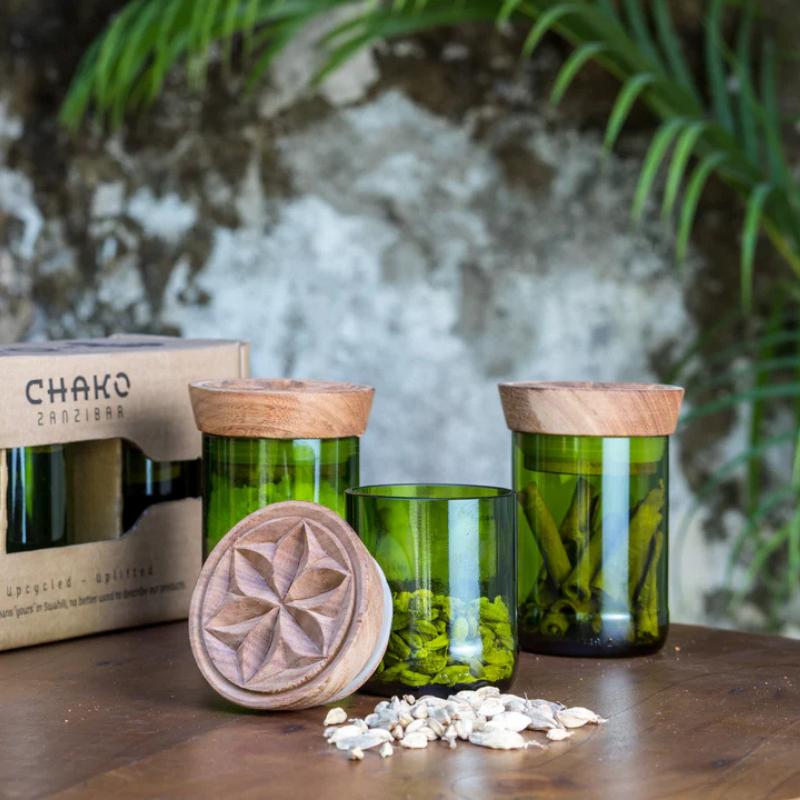 Hiliki Voorraadpot | set van 3 - Gerecycled glas