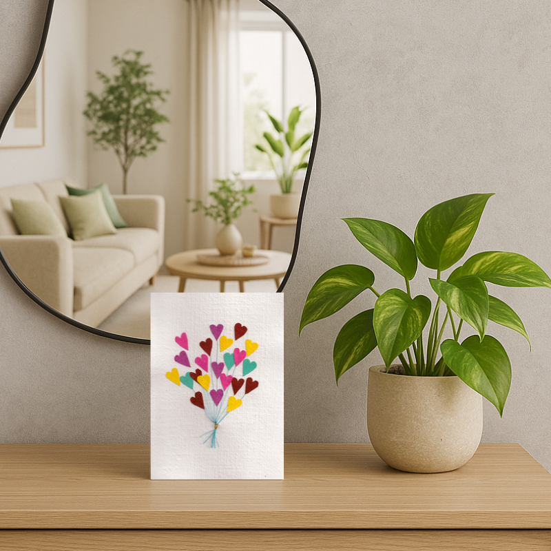 Handgemaakte wenskaart - Heart Balloons