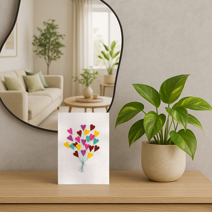 Handgemaakte wenskaart - Heart Balloons