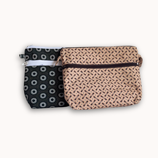Etui van shweshwe katoen - 2 ritsen