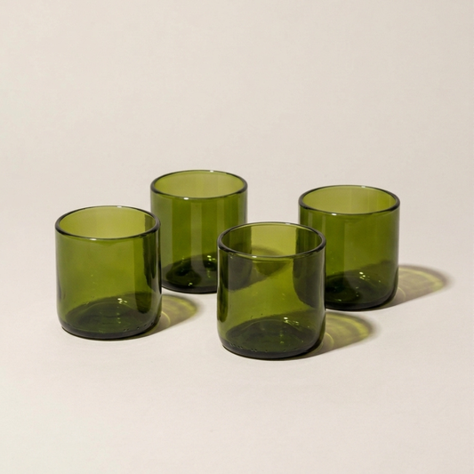 Handgemaakte Dafu drinkglazen | set van 4 - Gerecycled glas