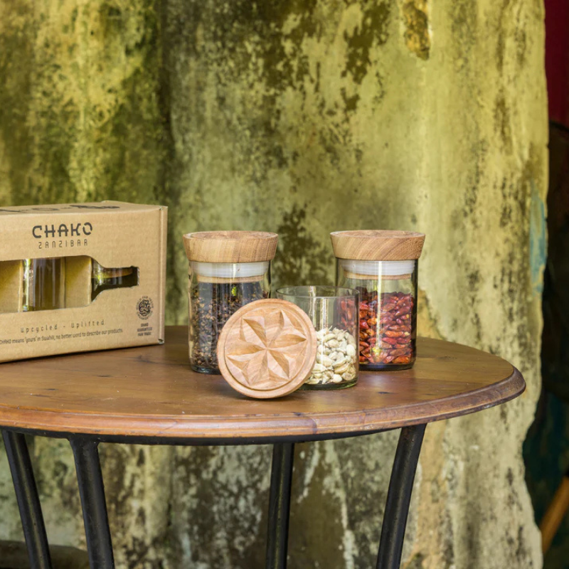 Hiliki Voorraadpot | set van 3 - Gerecycled glas