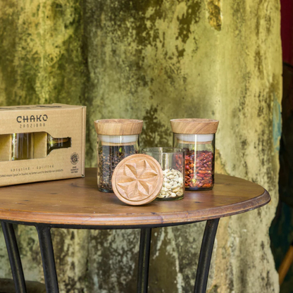 Hiliki Voorraadpot | set van 3 - Gerecycled glas