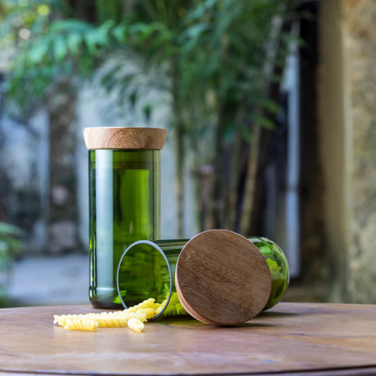 Handgemaakte  Mdalasini Voorraadpot | set van 2 - Gerecycled glas