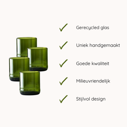 Handgemaakte Dafu drinkglazen | set van 4 - Gerecycled glas