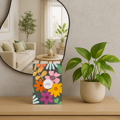 Handgemaakte wenskaart - Birthday Petals