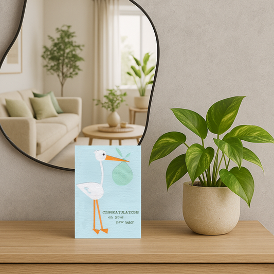 Handgemaakte wenskaart - Graceful Stork