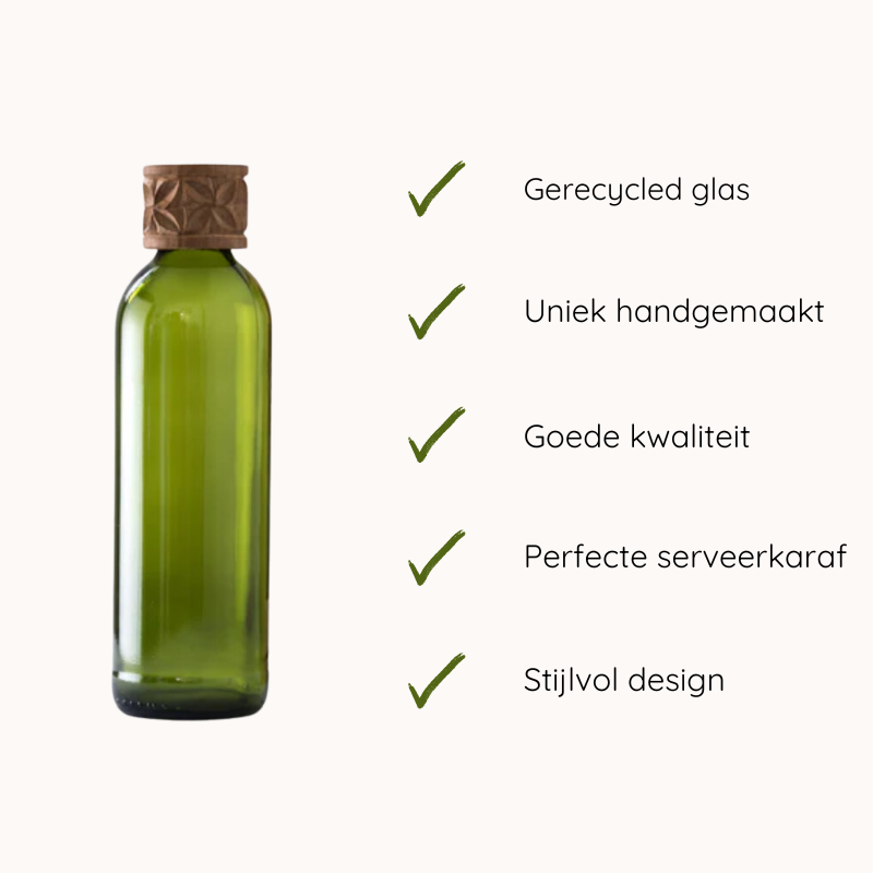 Handgemaakte Kitale glazen karaf - Gerecycled glas