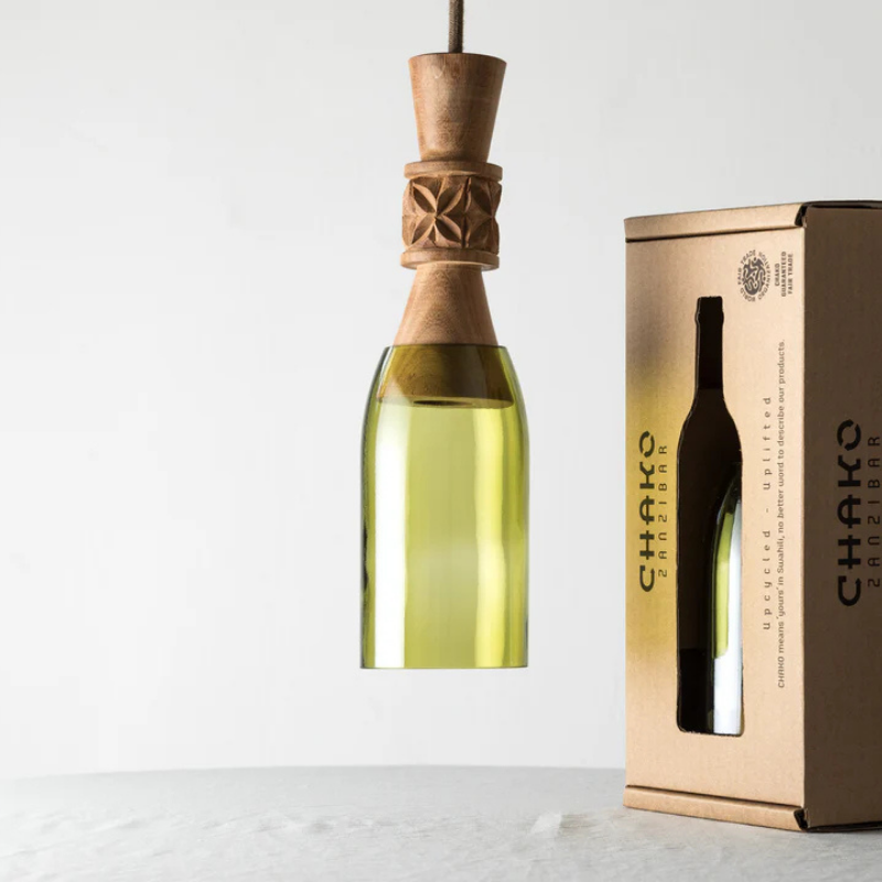 Handgemaakte Mbingu hanglamp - Gerecycled glas