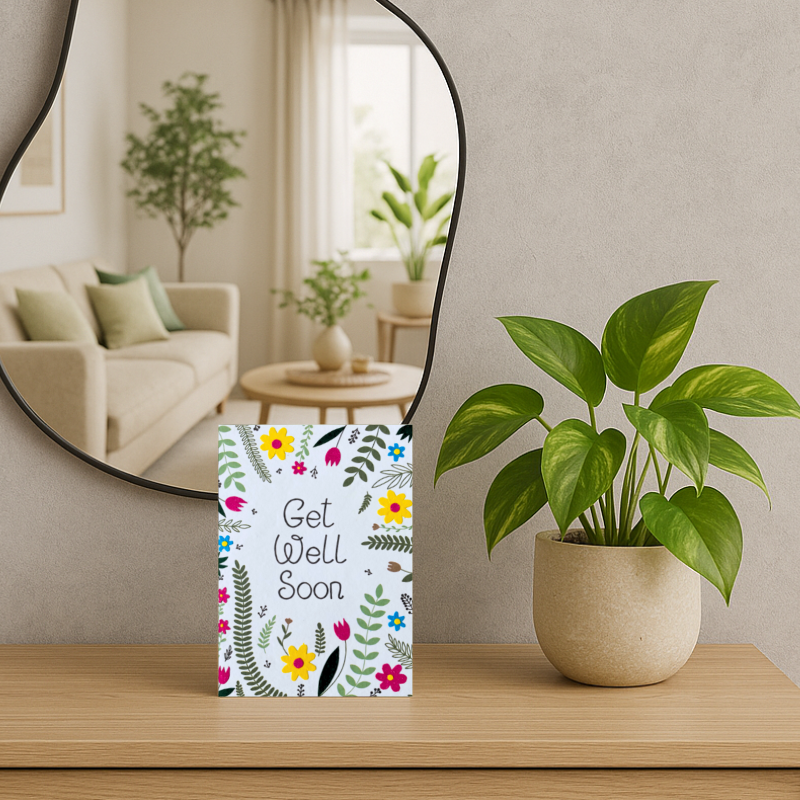 Handgemaakte wenskaart - Get Well Soon Flowers