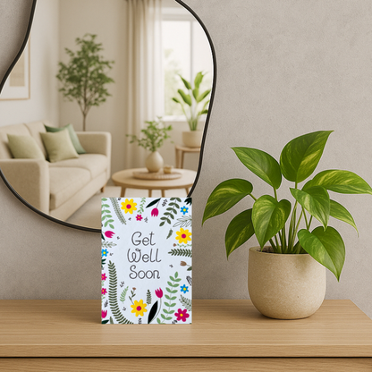 Handgemaakte wenskaart - Get Well Soon Flowers