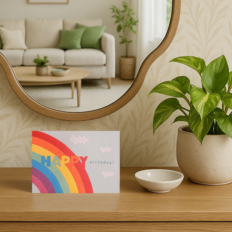 Handgemaakte wenskaart - Birthday Rainbow