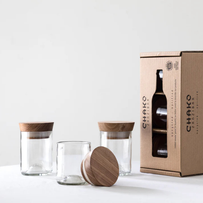 Handgemaakte Mdalasini Voorraadpot | set van 3 - Gerecycled glas