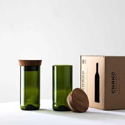 Handgemaakte  Mdalasini Voorraadpot | set van 2 - Gerecycled glas