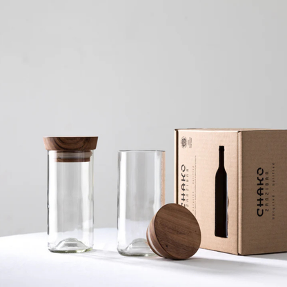 Handgemaakte  Mdalasini Voorraadpot | set van 2 - Gerecycled glas