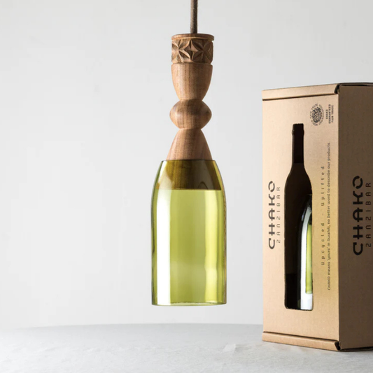 Handgemaakte Mwezi hanglamp - Gerecycled glas