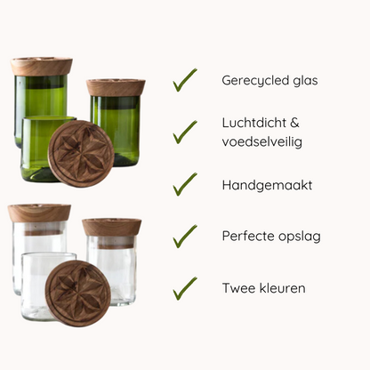 Hiliki Voorraadpot | set van 3 - Gerecycled glas