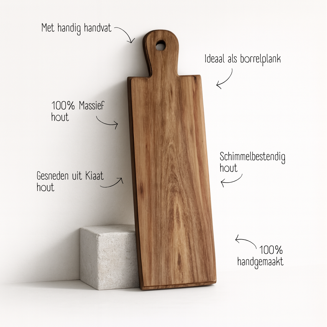 Houten borrelplank - 100% massief Kiaathout