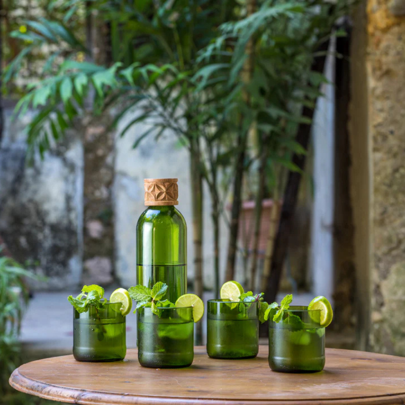 Handgemaakte Dafu drinkglazen | set van 4 - Gerecycled glas