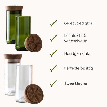Hiliki Voorraadpot | set van 2 - Gerecycled glas